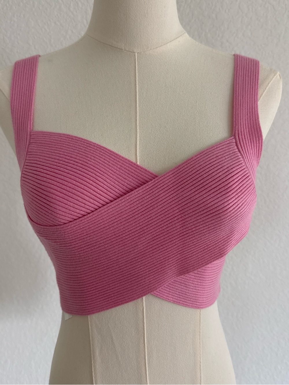 Mango Pink Ribbed Crop Top